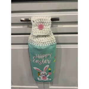 Crochet Top Kitchen towel- Happy Easter Bunny